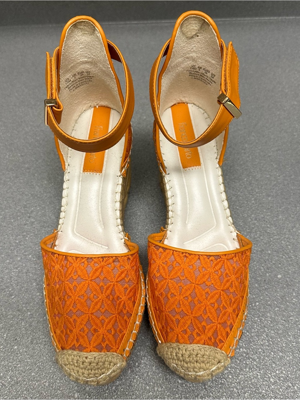 Franco Sarto Marsha Orange Espadrille Wedge Sandals 7.5